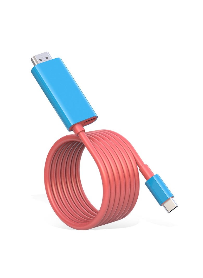 محول HDMI لمنفذ السويتش مع إخراج فيديو 4K وشحن سريع بقوة 100 واط لمحطة السويتش المحمولة / سويتش OLED بكابل طوله 2 متر لسويتش / سويتش OLED و Steam Deck والهواتف الذكية وأجهزة الكمبيوتر الشخصية.