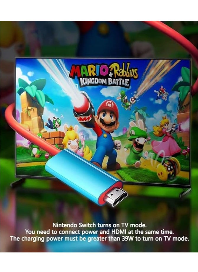 محول HDMI لمنفذ السويتش مع إخراج فيديو 4K وشحن سريع بقوة 100 واط لمحطة السويتش المحمولة / سويتش OLED بكابل طوله 2 متر لسويتش / سويتش OLED و Steam Deck والهواتف الذكية وأجهزة الكمبيوتر الشخصية.