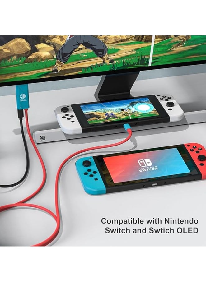 محول HDMI لمنفذ السويتش مع إخراج فيديو 4K وشحن سريع بقوة 100 واط لمحطة السويتش المحمولة / سويتش OLED بكابل طوله 2 متر لسويتش / سويتش OLED و Steam Deck والهواتف الذكية وأجهزة الكمبيوتر الشخصية.