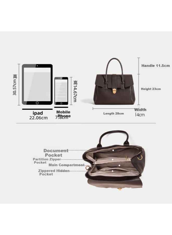 Yuyula Leather Large Capacity Women's Crossbody Shoulder Bag Business Briefcase Birthday Gift For Girlfriend Wife Premium Feel - Image 3