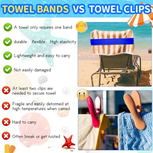 BlissfulBlend 8 Pack Towel Bands for Cruise Chairs, Beach Towel Band for Pool Lounge Chair, 2026 Summer Travel Must Haves Cruise Accessories, Perfect Alternatives for Towel Clips - Image 3