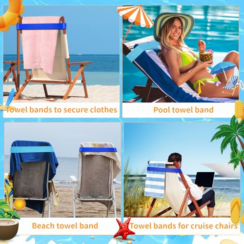 BlissfulBlend 8 Pack Towel Bands for Cruise Chairs, Beach Towel Band for Pool Lounge Chair, 2026 Summer Travel Must Haves Cruise Accessories, Perfect Alternatives for Towel Clips - Image 4