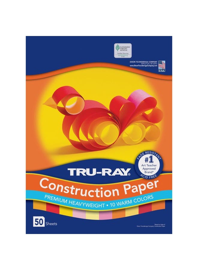 TRU-RAY ورق بناء باكون، assortments، 12 بوصة × 18 بوصة، 50 قطعة، ألوان دافئة مختلطة (102948) - Image 1
