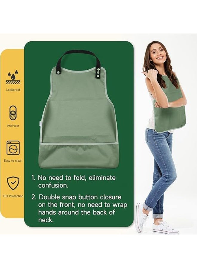 3PCS Adult Bib with Food Catcher Pocket, Waterproof Reusable Mealtime Clothing Protector, Adjustable Stain Resistant Bibs for Elderly, Seniors, Patients - Image 5