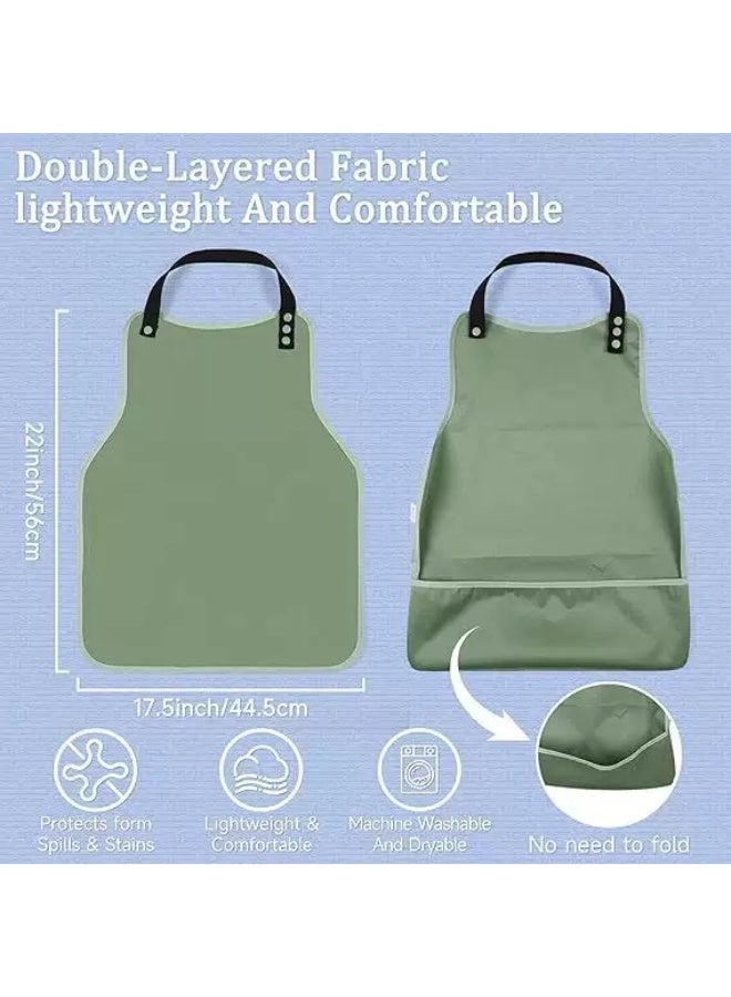 3PCS Adult Bib with Food Catcher Pocket, Waterproof Reusable Mealtime Clothing Protector, Adjustable Stain Resistant Bibs for Elderly, Seniors, Patients - Image 3
