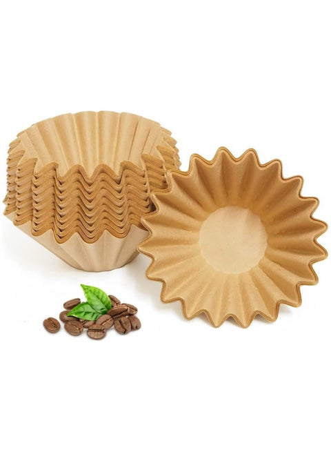 2-5 Cup Coffee Paper Filters,100  Pieces Of Unbleached Coffee Paper Filters ,Thicken Natural Coffee Filter Basket  (Brown)