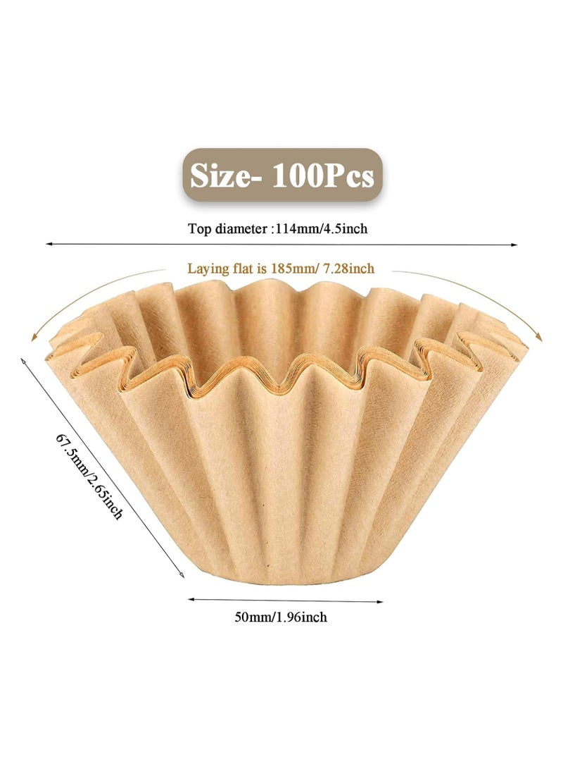 فانسكي 2-5 كوب مرشحات ورقة القهوة ، 100 قطعة من مرشحات ورقة القهوة غير المبيضة ، رشاقته سلة فلتر القهوة الطبيعية (البني) - Image 2
