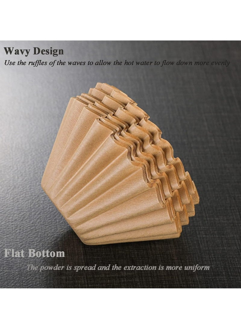 فانسكي 2-5 كوب مرشحات ورقة القهوة ، 100 قطعة من مرشحات ورقة القهوة غير المبيضة ، رشاقته سلة فلتر القهوة الطبيعية (البني) - Image 4