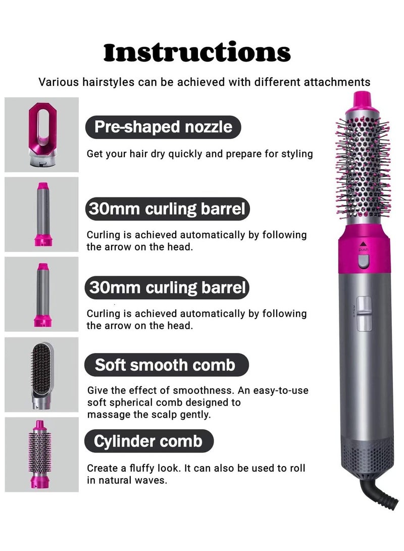 SYOSI 5 in 1 Hair Styler, New Updated Air Styler with Hot Air Brush, Air Curler, Hair Dryer, Straighteners,Wrapper, Negative Ion Hair Warp Suitable for All Hair Types - Image 5