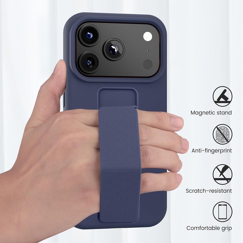بورتوني حافظة iPhone 17 Pro، غطاء حامل إصبع مع حامل قابل للطي، حافظة سيليكون ناعمة متعددة الحوامل مغناطيسية للسيارة لهاتف iPhone 17 Pro مقاس 6.3 بوصة (أزرق، iPhone 17 Pro) - Image 5