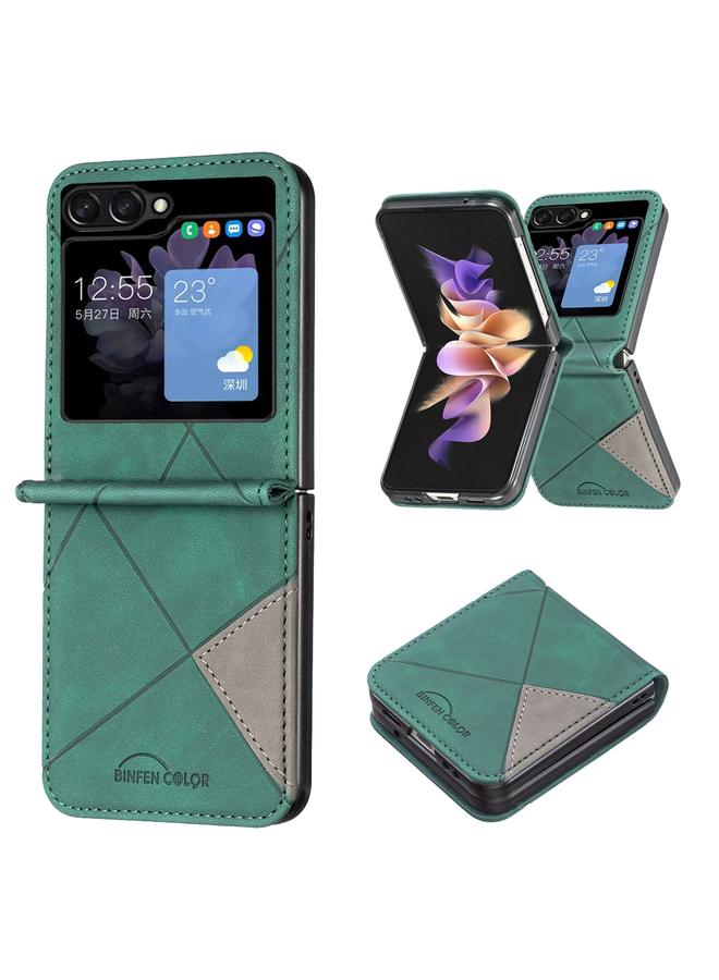 S-TOP Case For Samsung Galaxy Z Flip5 Rhombus Texture Leather Phone Case - Image 1