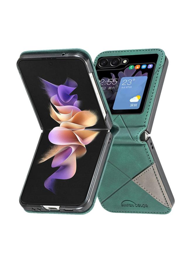 S-TOP Case For Samsung Galaxy Z Flip5 Rhombus Texture Leather Phone Case - Image 3