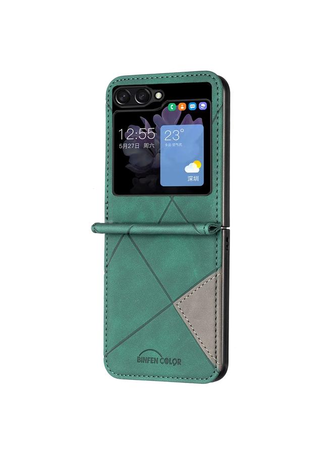 S-TOP Case For Samsung Galaxy Z Flip5 Rhombus Texture Leather Phone Case - Image 2