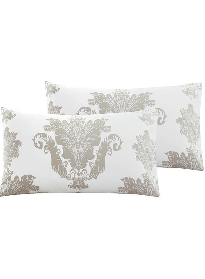 In-House Lazio | Microfiber Comforter Set 4 Pieces - King - 260x240 cm - White & Beige  - Image 4