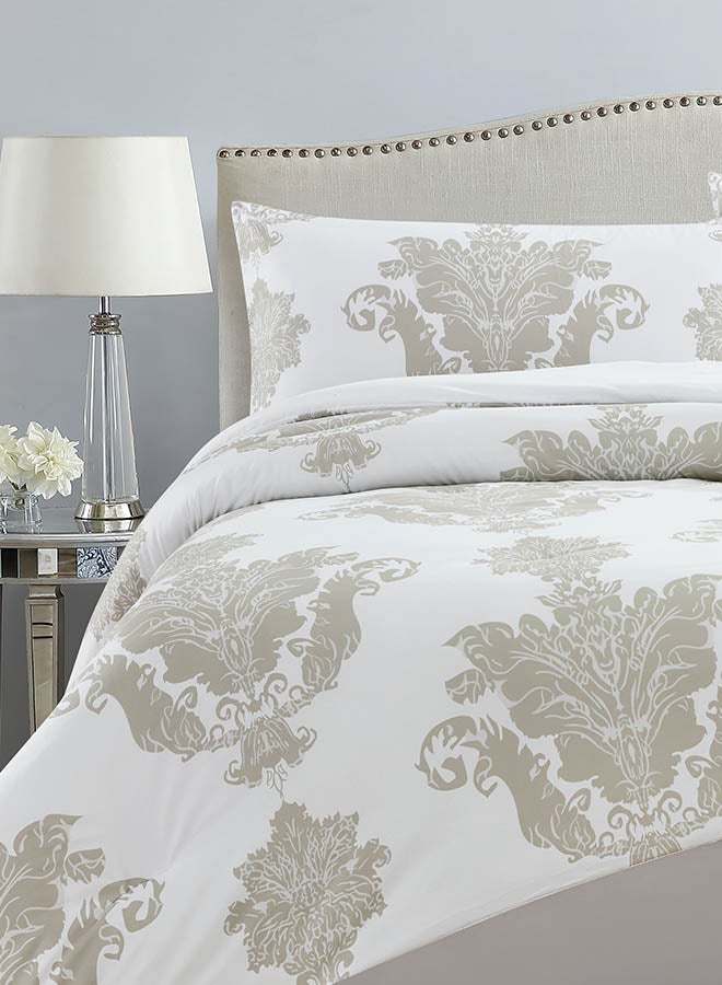 In-House Lazio | Microfiber Comforter Set 4 Pieces - King - 260x240 cm - White & Beige  - Image 3