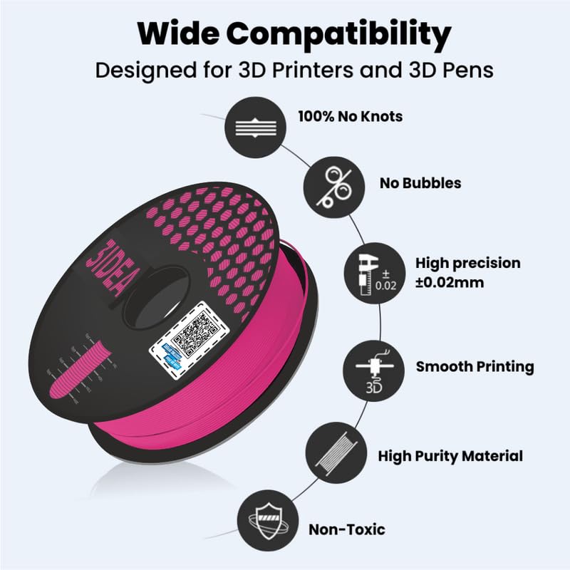 3IDEA Imagine Create Print PLA+ Filament (Pink) for 3D Printer, 1kg Spool 3D Printing Material - Image 2