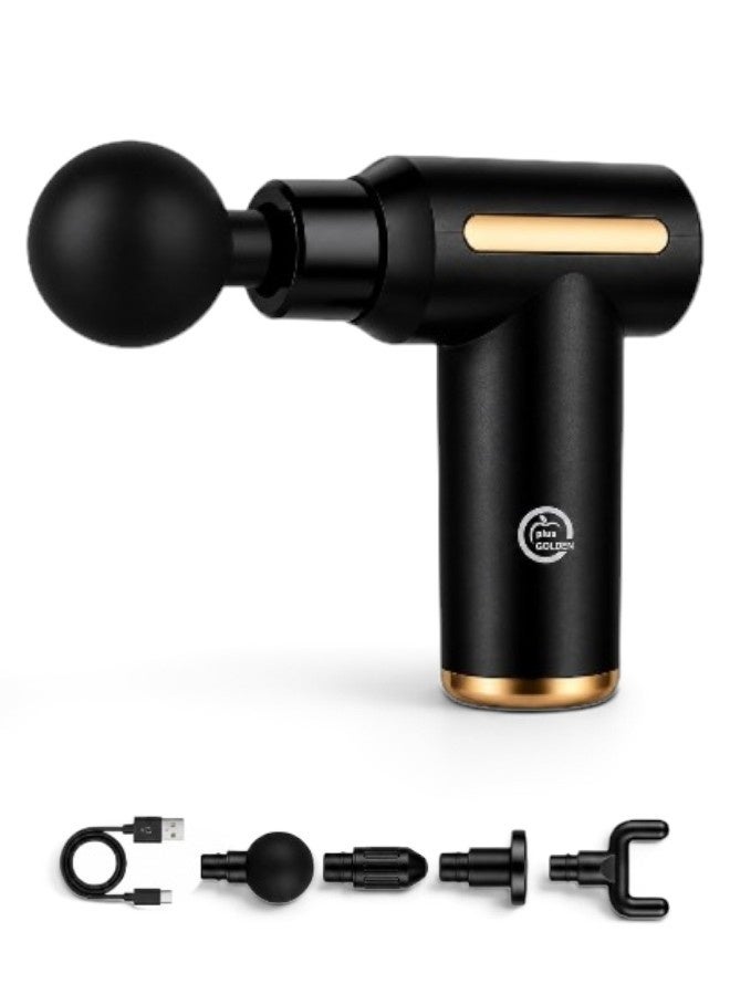 Portable handheld electric muscle massage gun—a deep-tissue massager for sports pain relief featuring a brushless motor and 6 speed settings (to operate, please press and hold the power button). High-quality, stylish, and durable design; black. - Image 3