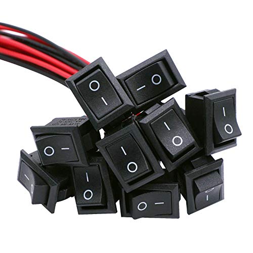 TWTADE 10Pcs Rocker Switch ON/Off 2Pin Latching Square Toggle SPST Switch Snap with Wires KCD1-X-F - Image 1