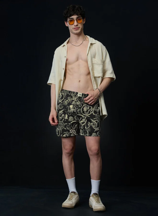 The Souled Store  The Souled Store Men Regular Fit Printed Black Boxer Shorts  | Best Price UAE