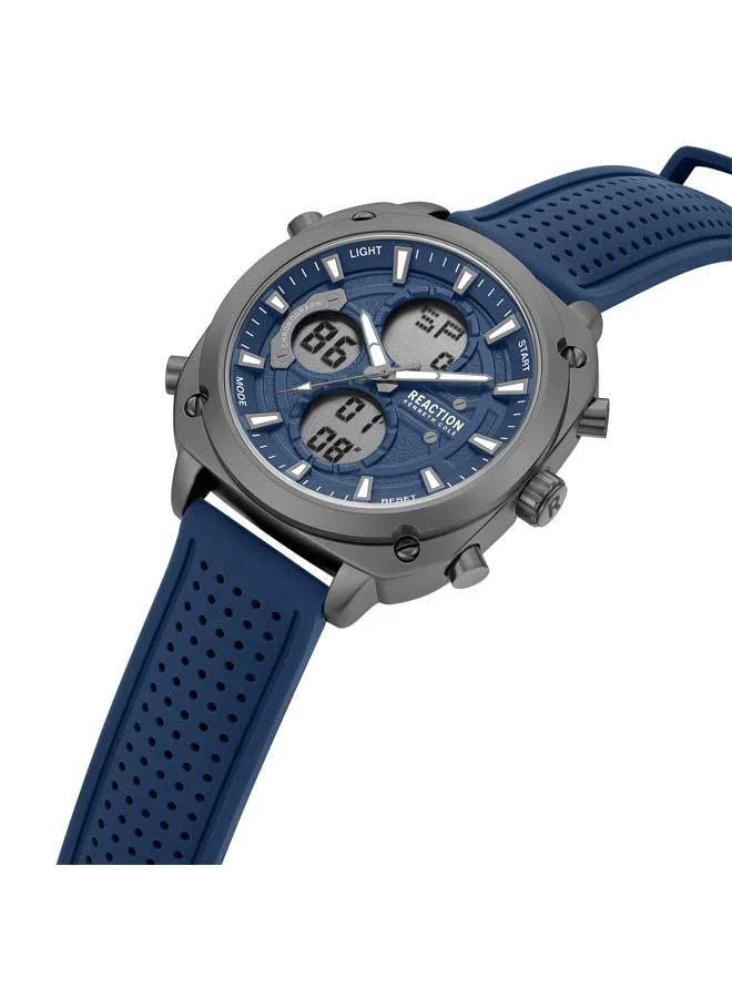 Kenneth Cole Reaction Blue Dial Blue Silicone Strap Analog-digital Watch for Men, 47mm