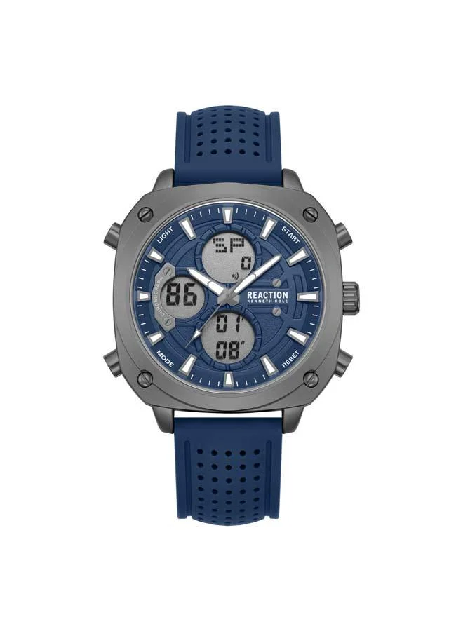 Kenneth Cole Reaction Blue Dial Blue Silicone Strap Analog-digital Watch for Men, 47mm