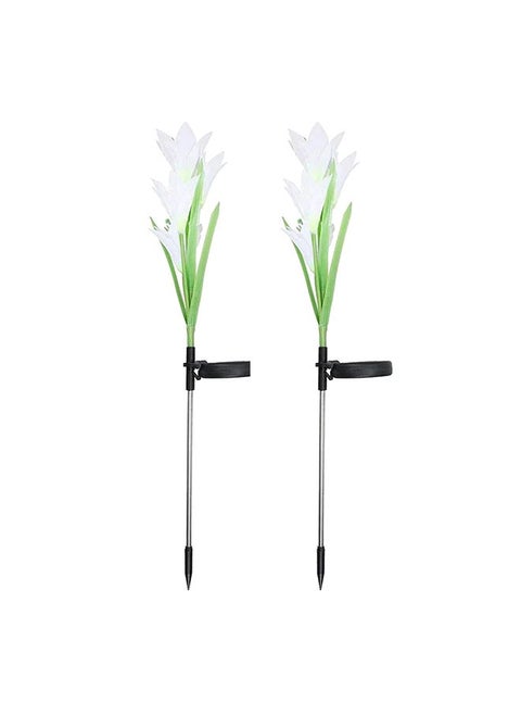 2-Piece Solar Power Simulation Lily Flower Garden LED Light Set Multicolour
