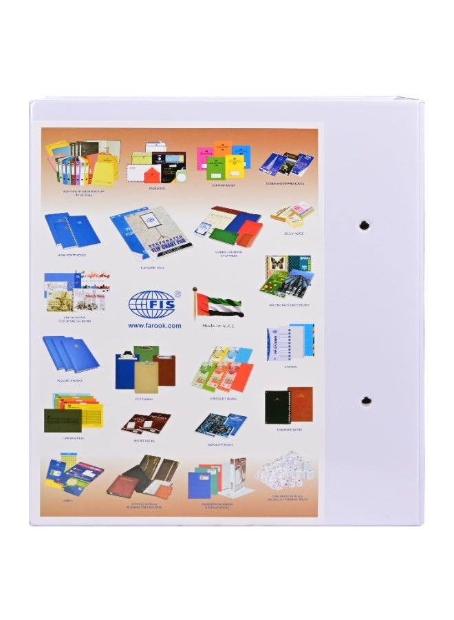 FIS حافظة عرض بحجم A4 (210x297 مم) للمستندات، نوع حلقة 2[D]، حجم الحلقة 65 مم، حجم العمود 3.75 بوصة مع جيب PVC شفاف لتصميم الملصق الخاص بك، علبة من 10 قطع، لون أبيض - FSBD265DPB10 - Image 5