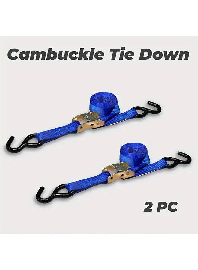 Blue Heavy Duty Tie Down Straps 2pcs 3m with Coated S Hooks for Luggage Motorcycle Cargo Securing - Image 1