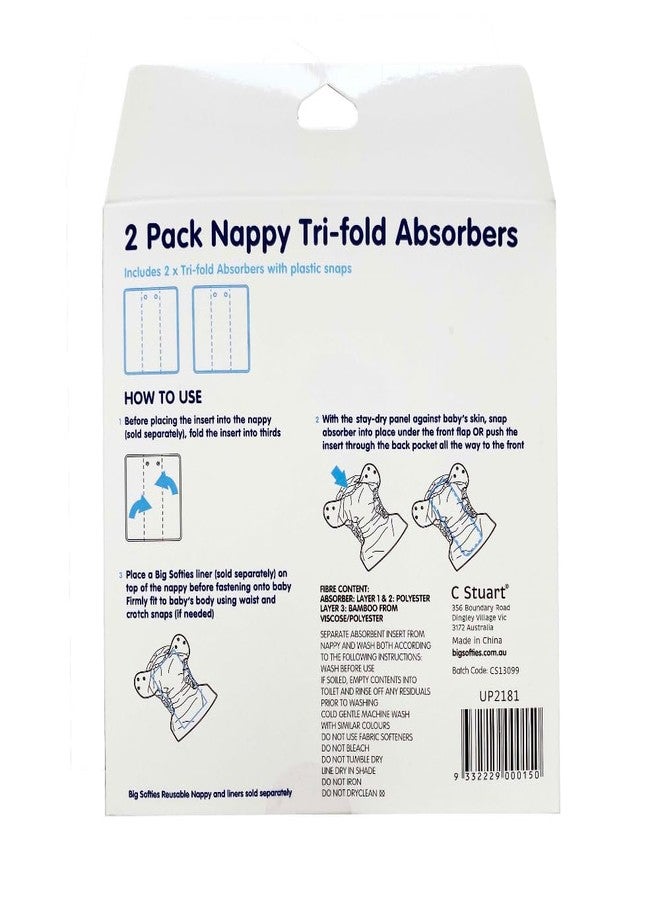 Big Softies Baby Nappy Tri-Fold Absorbers|9-Layers Soft Padding|Comfortable & Reusable|Hygiene Product|Pack of 2 - Image 2