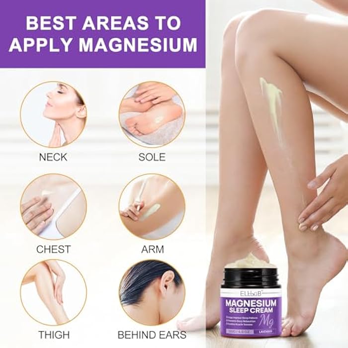 ELBBUB Magnesium Cream for Sleep - Enriched with Almond Oil, Lavender, and Vitamin E for Deep Relaxation - Natural Magnesium Lotion for Skin Nourishment and Quick Absorption - Lavender - Image 3