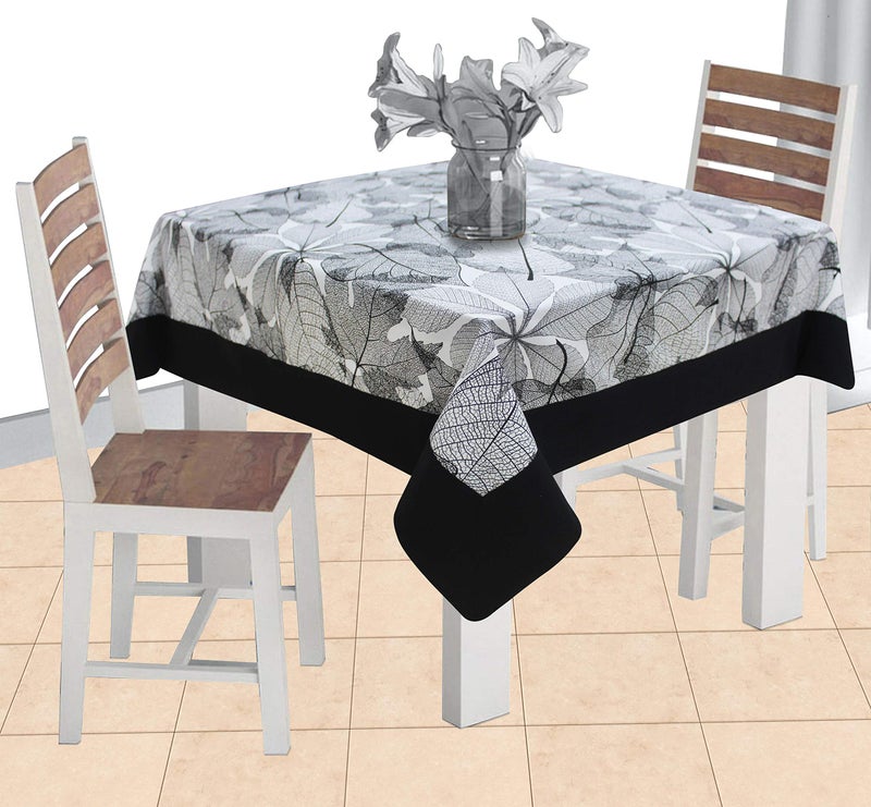 AIRWILL Cotton Floral Pattern 2 Seater Table Cloth Pack of 1 pc (Black) - Image 1