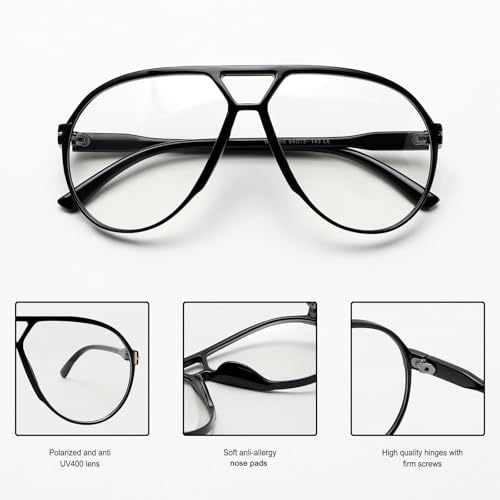 GUVIVI Retro Aviator Sunglasses for Women Men Oversized Classic 70s Vintage Trendy Tangle Free Square Aviators Sun Glasses - Image 5