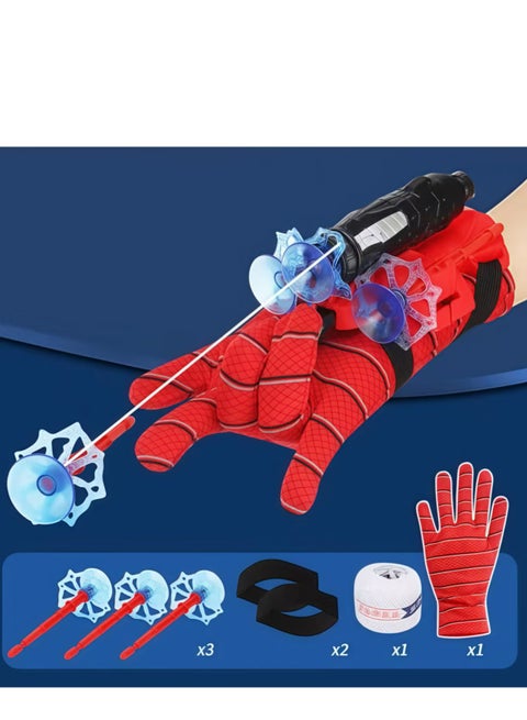 قفازات قاذفة لعبة سبايدرمان ، مجموعة لعبة معصم قاذفة سبايدرمان ، قاذفة شبكة العنكبوت الخارقة للأطفال ، لعبة معصم قاذفة العنكبوت ، هدية دعائم بطل لعب الأدوار