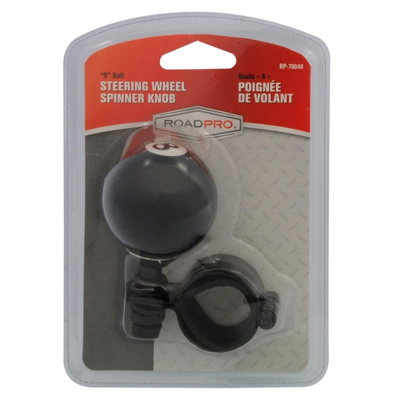 RoadPro RoadPro RP-70040 8 Ball Steering Wheel Spinner Knob Universal Fit Brodie Knob for Cars Trucks Semis Tractors Lawn Mower, Black  - Image 4