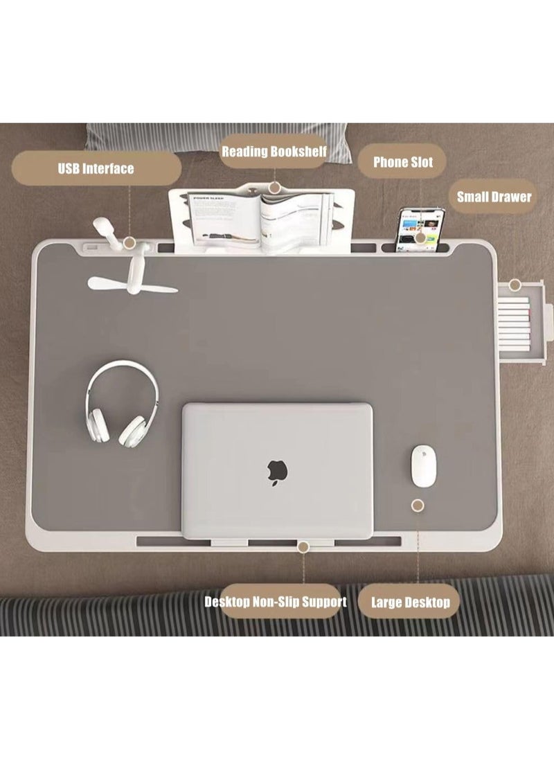 Cool Baby Style - Adjustable Laptop Table Multifunctional Laptop Bedside Table with Hidden Drawer Laptop Bed Table Portable Lap Table with Folding Legs Suitable for Eating  Working Writing  Gaming  Drawing - Image 1
