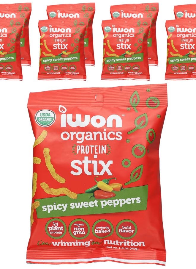 iwon Organics Protein Stix Spicy Sweet Peppers 8 Bags 1.5 oz (42 g) Each 