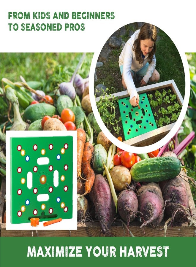 Seeding Square - Patented Seed and Seedling Spacer Tool for Bigger Harvests, Organized Plants & Fewer Weeds - Color-Coded Gardening Template with Magnetic Dibber, Ruler & Planting Guide - Image 4