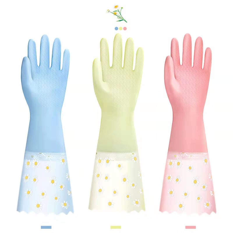 KAQ Dishwashing Cleaning Gloves 3 Pairs Reusable Rubber Gloves NonSlip Laundry Kitchen Gardening Household Gloves