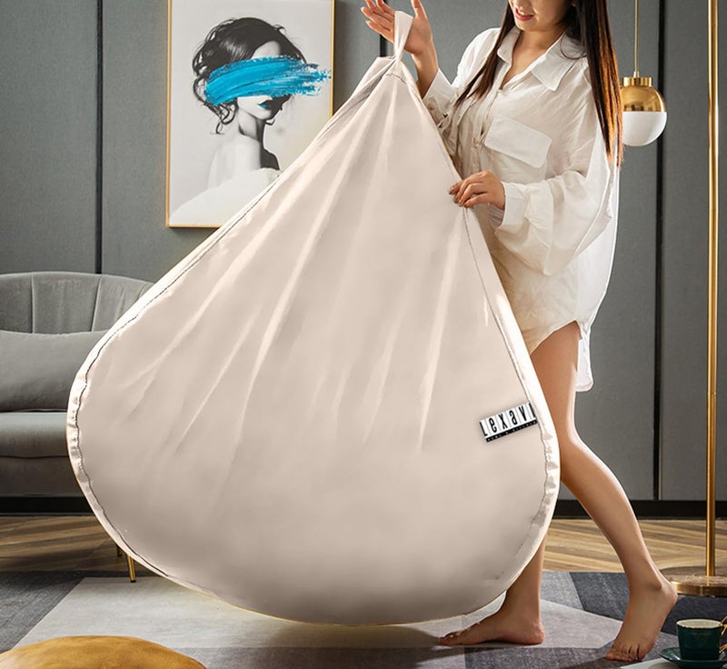 LEXAVI Brand® - Next Level Lifestyle Suits Your Home Decore | 5XL Jumbo Big Size Faux Leather Beanbag with Footrest & Pillow |Capacity: Upto 5Ft Height,90 KG Weight | Color- (XXXXXL - Beige) - Image 4