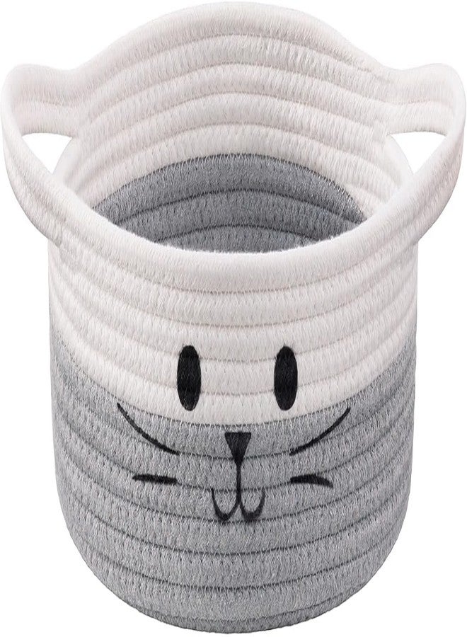 ALBY® Decor Basket, Nursery Basket for Baby Clothes, Toys, Laundry, Blanket, Cute Animal Storage Box, Large Woven Gift for Kids, Baby Showers- (WHITE & GREY, 13.8" W x 6" H)