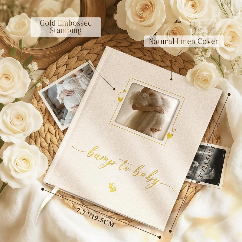 Lanpn My Pregnancy Journal Memory Book for First Time Mom 156 Page Pregnant Announcement Must Have Planner Pregnancy Tracking Diary Scrapbook Keepsake Gift for Mom to Be Expecting New Parent Beige - Image 2