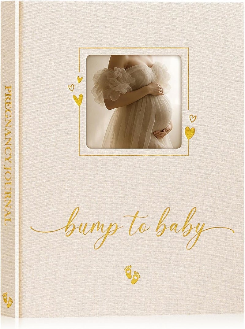 Lanpn My Pregnancy Journal Memory Book for First Time Mom 156 Page Pregnant Announcement Must Have Planner Pregnancy Tracking Diary Scrapbook Keepsake Gift for Mom to Be Expecting New Parent Beige - Image 1