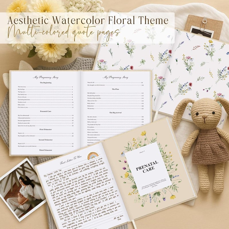 Lanpn My Pregnancy Journal Memory Book for First Time Mom 156 Page Pregnant Announcement Must Have Planner Pregnancy Tracking Diary Scrapbook Keepsake Gift for Mom to Be Expecting New Parent Beige - Image 3