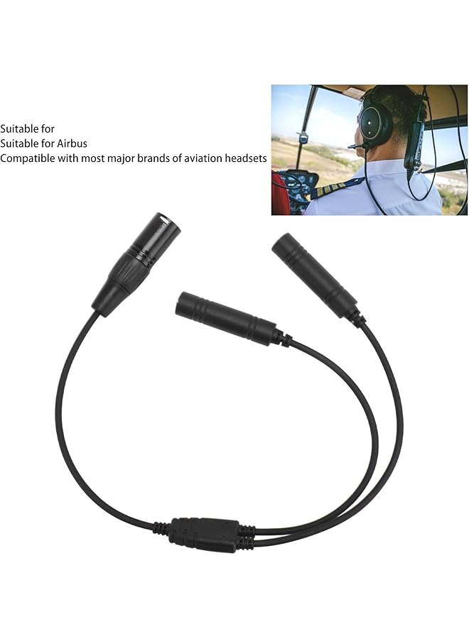 إيروريكس محول سماعة رأس Airbus Xlr بمقبس مزدوج من Ga إلى محول سماعة رأس Xlr احترافي بخمسة دبابيس لمعظم سماعات الرأس الخاصة بالطيران، قابل للتوصيل والتشغيل - Image 3