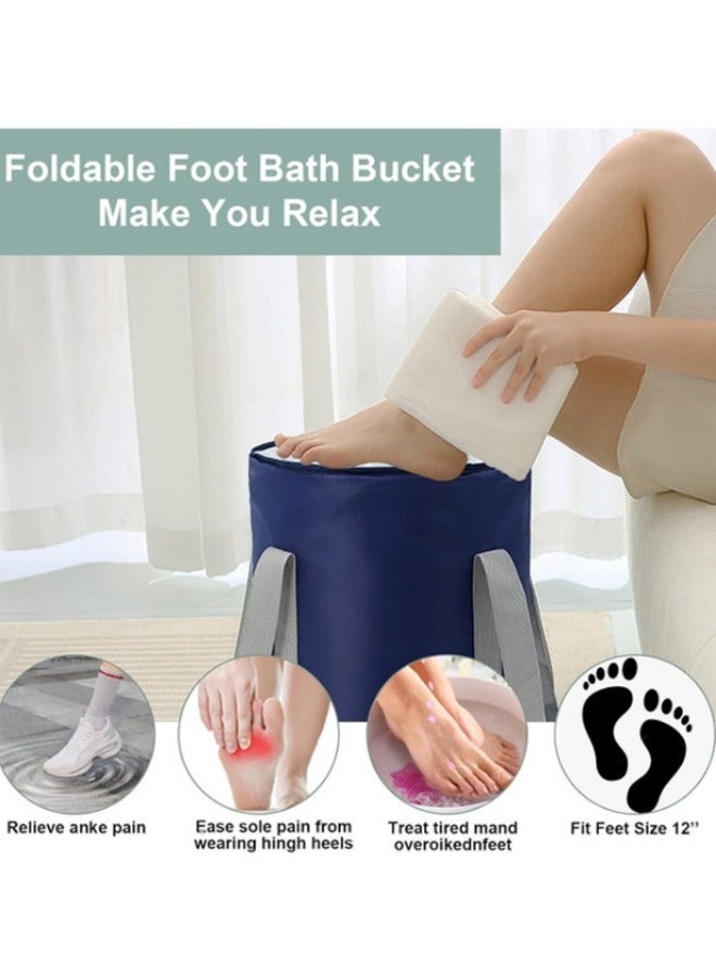 Loquat Collapsible Foot Bath Basin, Portable Travelling Foot Bath Tub 25L Soaking Feet Bucket Heat Insulation Footbath Soaking Bag for Travel Camping Washing - Image 4