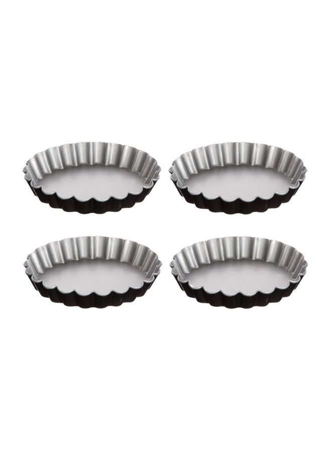 Five Simply Smart 4-Piece Signature Round Non-Stick Metal Tartlet Mold Black and Silver 12cm 146472