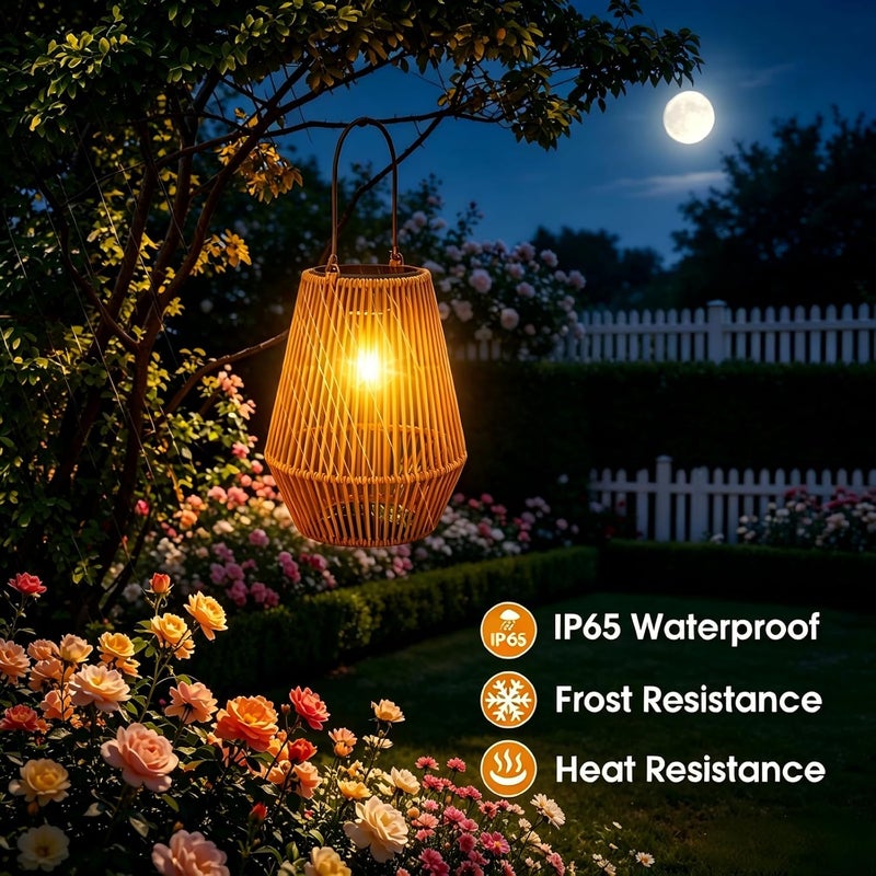 KagoLing Solar Lanterns Outdoor Waterproof Hanging Lights for Garden, Yard, Patio, Porch, Trees, Lawn, Pathway - 2 Pack - Image 3