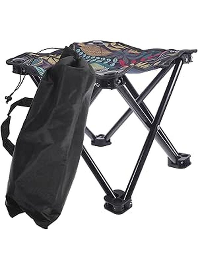 Portable Folding Camping Stool with Backrest and Storage Bag for Outdoor Hiking Fishing - Image 1