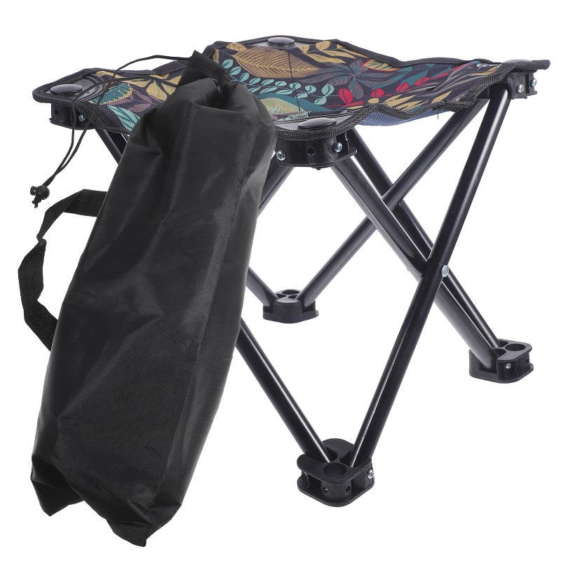 Portable Folding Camping Stool with Backrest and Storage Bag for Outdoor Hiking Fishing - Image 2