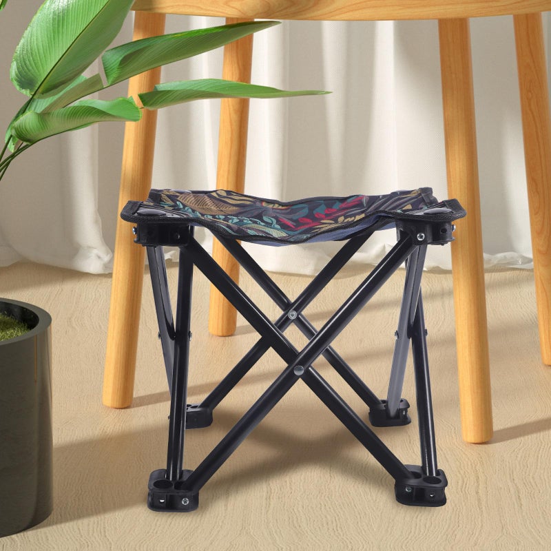 Portable Folding Camping Stool with Backrest and Storage Bag for Outdoor Hiking Fishing - Image 5